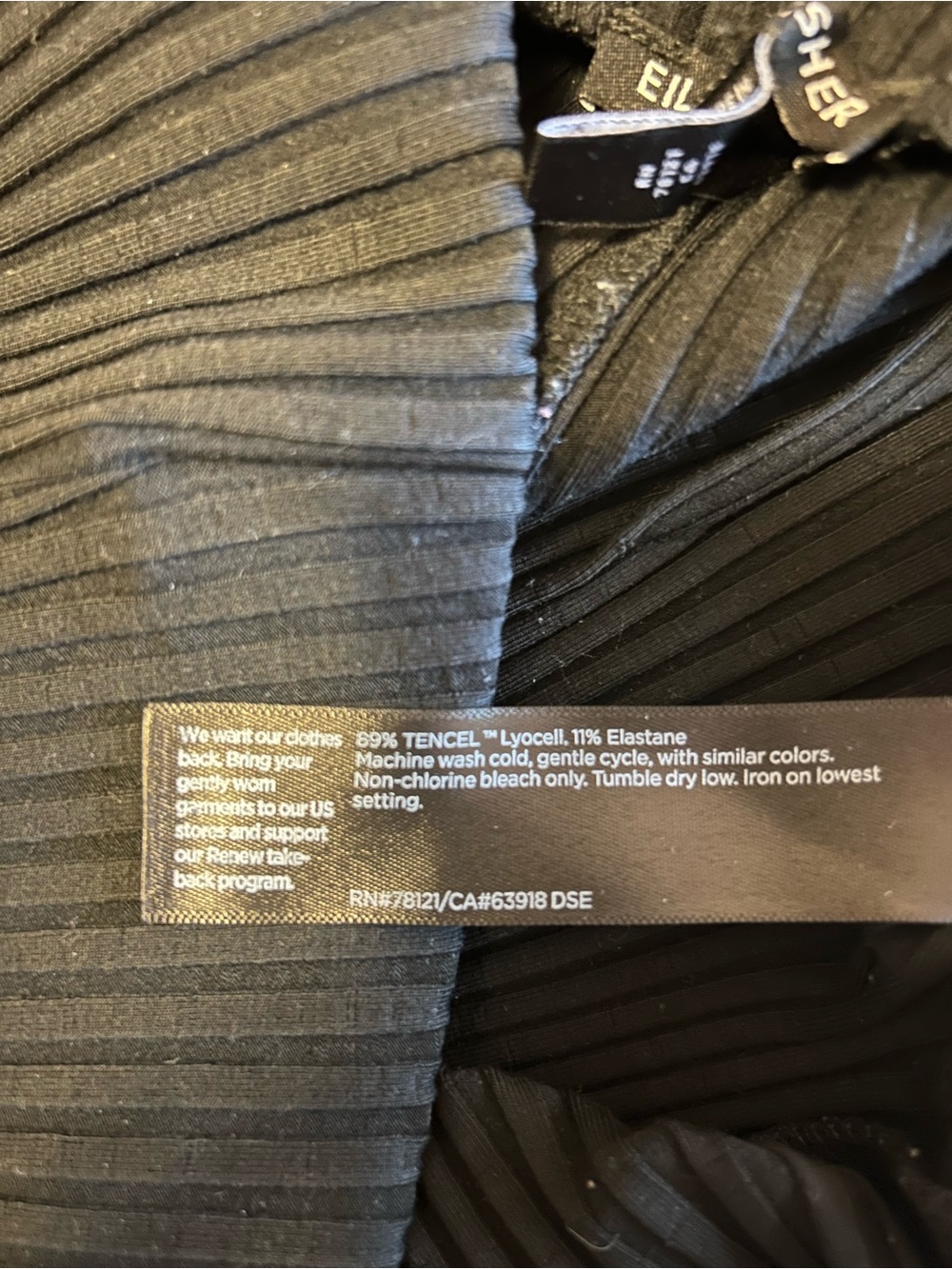 Eileen Fisher Black Ribbed Pull-on Tencel Pants size XXS - Picture 6 of 6